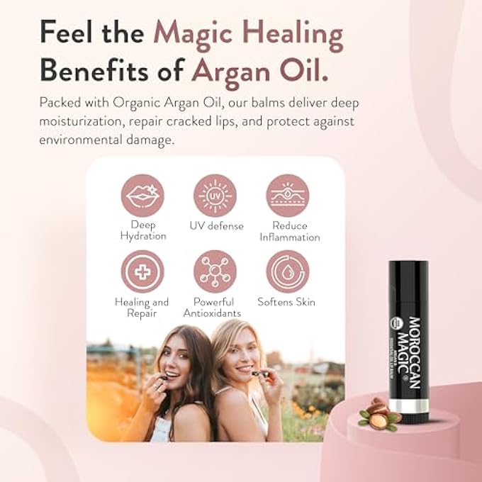 Moroccan Magic ORGANIC PEPPERMINT EUCALYPTUS LIP BALM 3 PACK | MADE WITH NATURAL COLD PRESSED ARGAN AND ESSENTIAL OILS | HIGH QUALITY LIP BALM | SMOOTH APPLICATION | NON-TOXIC, CRUELTY FREE - Image 2